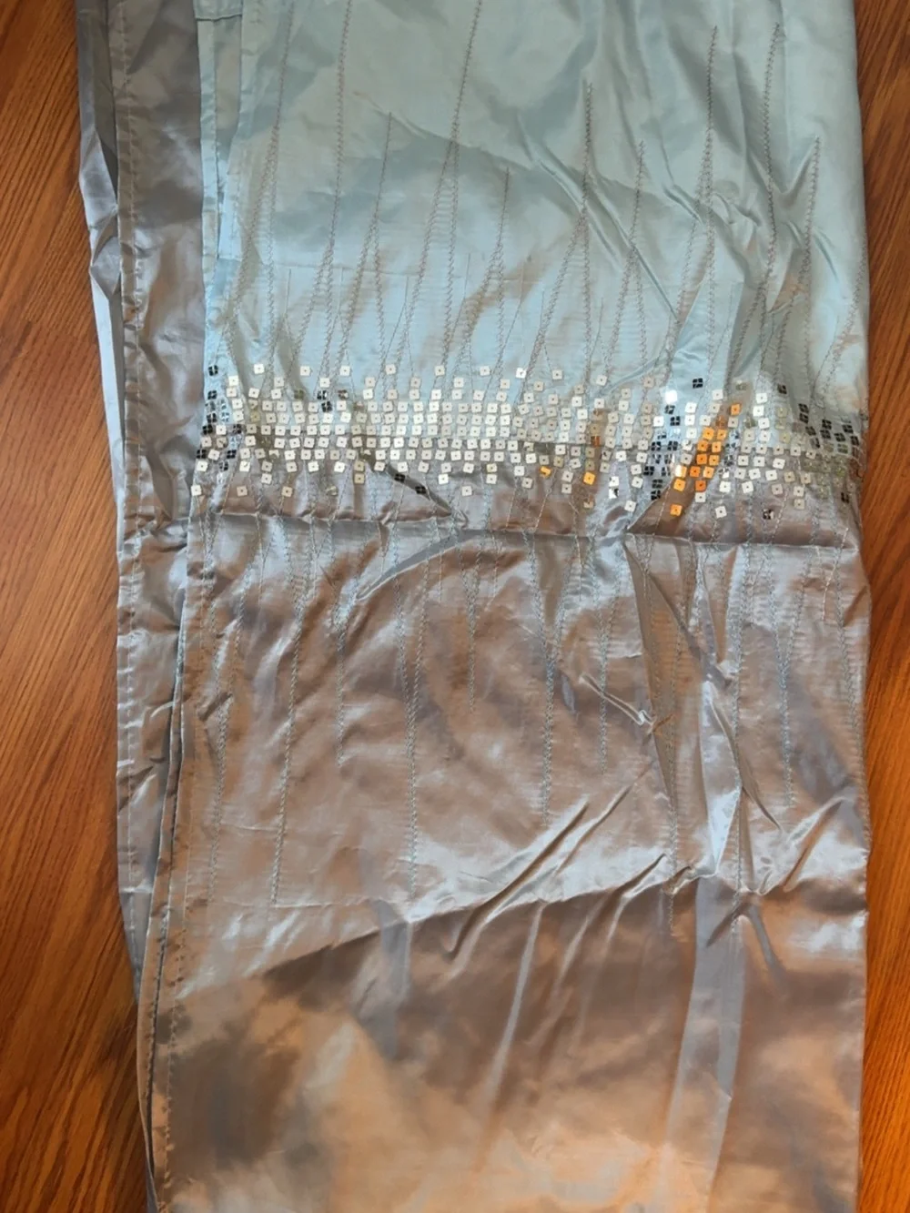 3/$15 Gray and Light Blue shower curtain with sequins